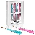 Candy Envy - Light Blue and Light Pink Rock Candy Sugar Sticks - 12 Indiv. Wrapped - Cotton Candy & Cherry Flavored