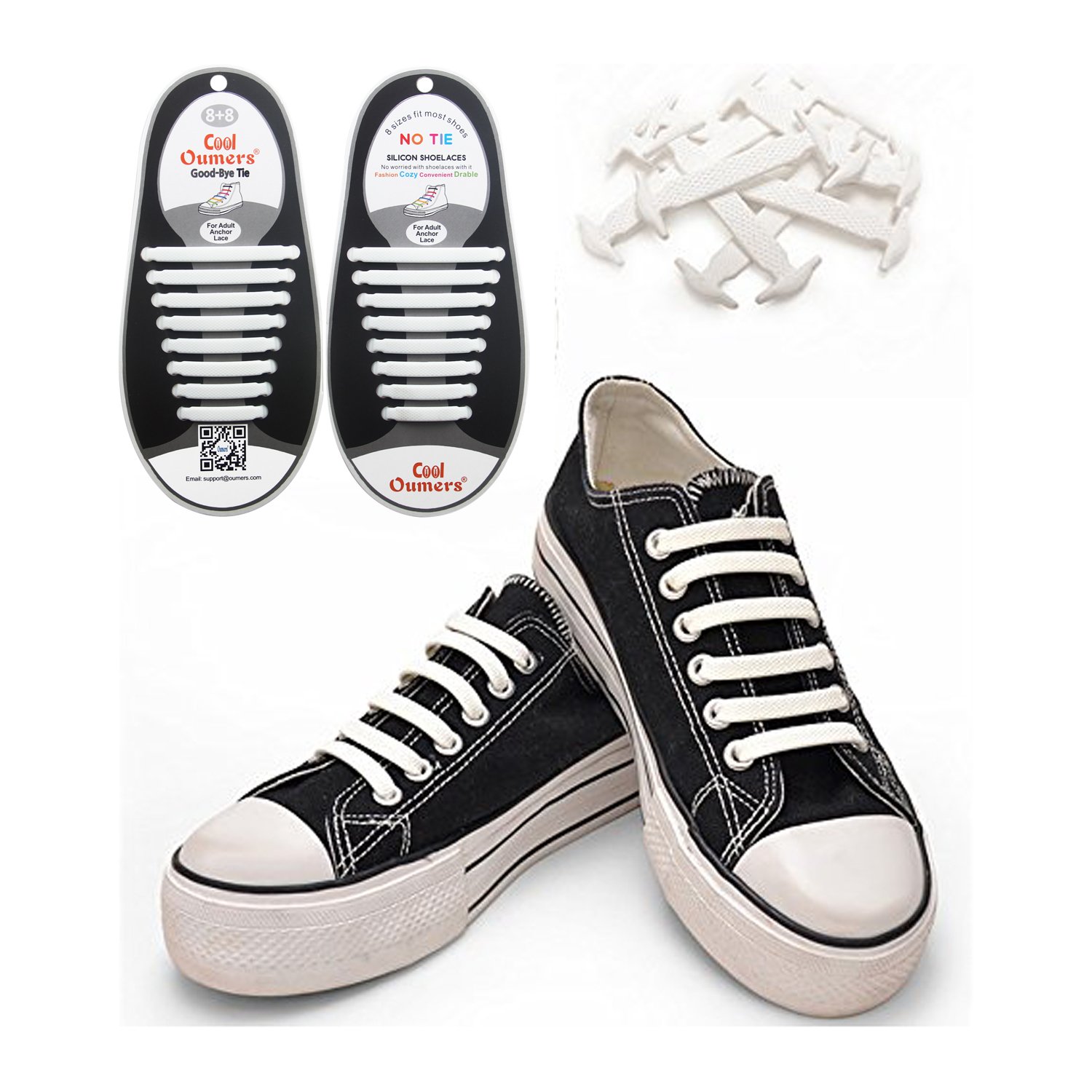 Oumers 4 Pairs No Tie Shoelaces For Adults, Lazy Tieless Silicone