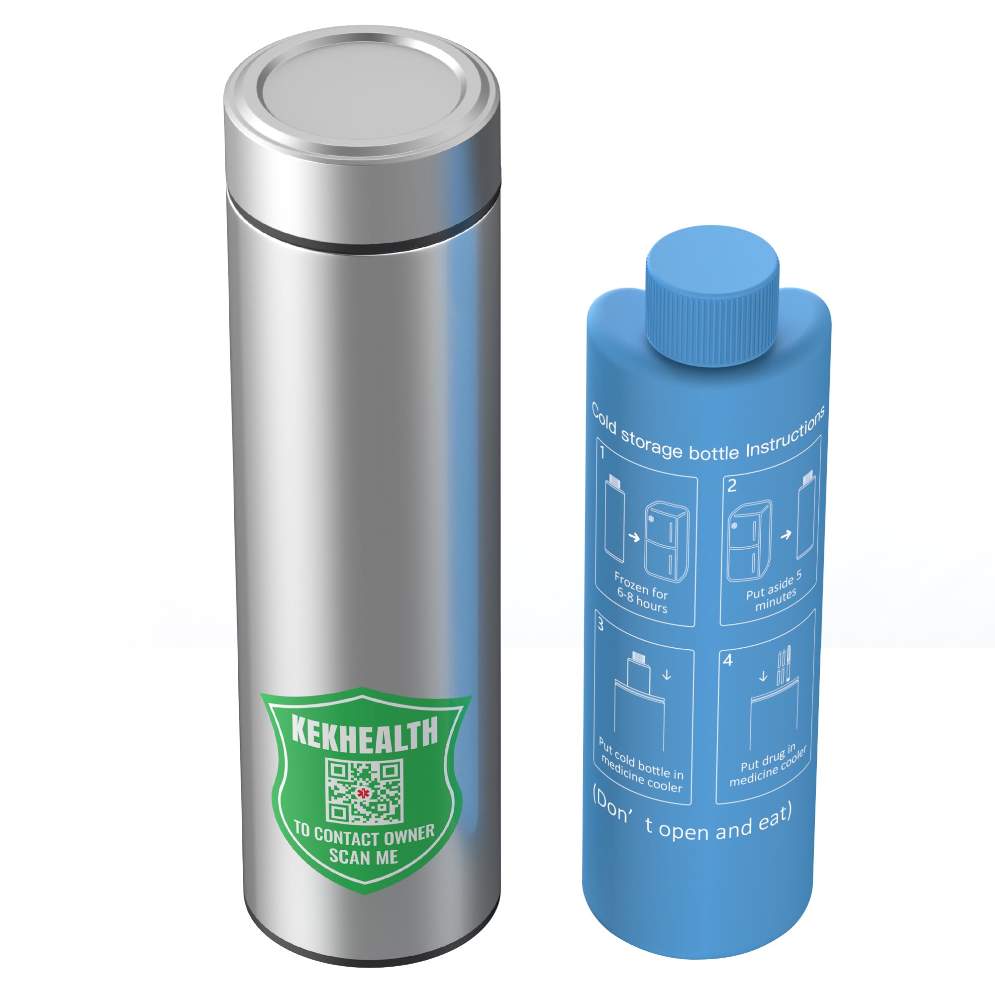 KEKHEALTH 60H Insulin Cooler Travel Case, Insulin Pens Case, Medicine Cool Bag with QR Medical Travel Tag, EpiPen Carry Case Diabetic Travel Kits with Biogel Ice Pack, TSA Approved (Silver) — image 1