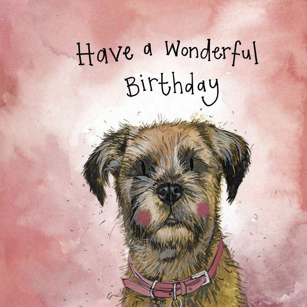 ALEX CLARK Happy Birthday Dog Rose Card