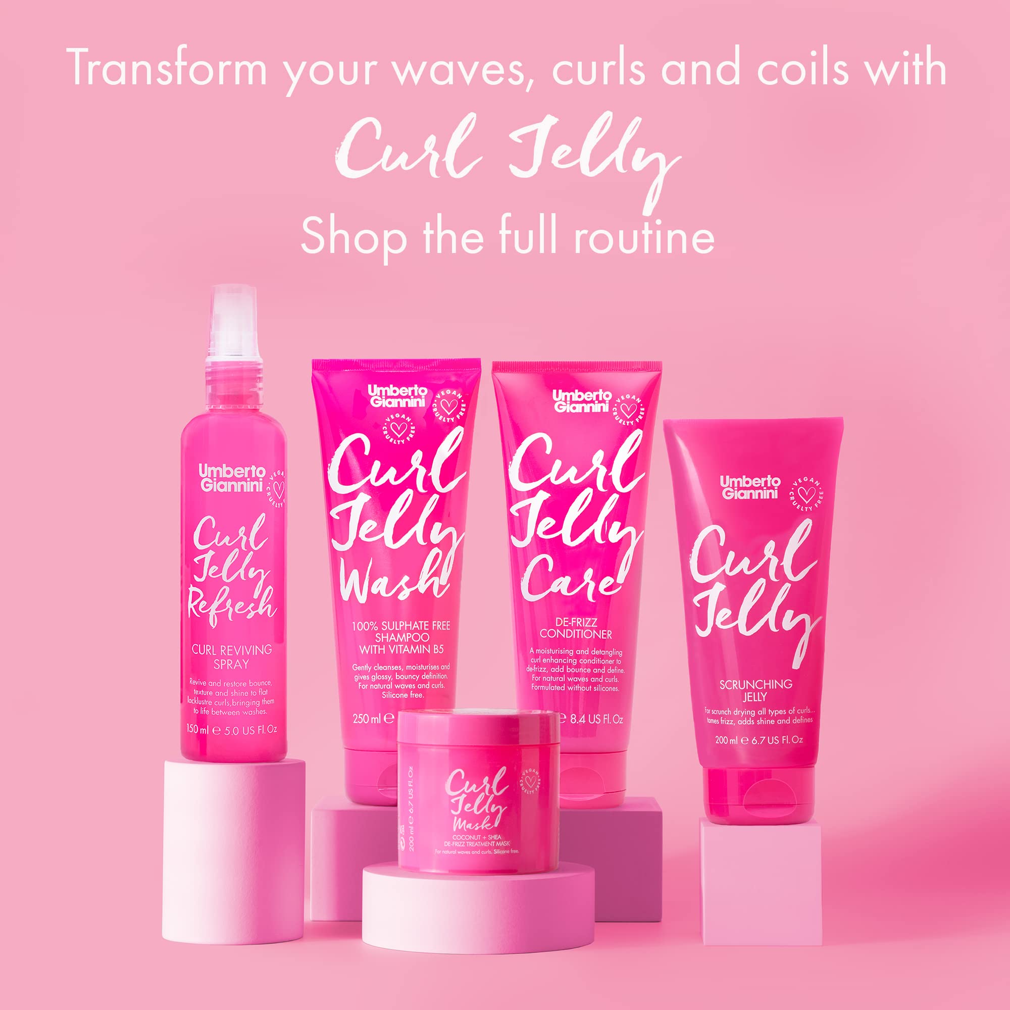 Umberto Giannini Curl Jelly Refresh - Curl Refreshing Styling Spray for Zero Frizz, Defined Curls - Moisturising Spray & Scrunch Curl and Wavy Hair Styling