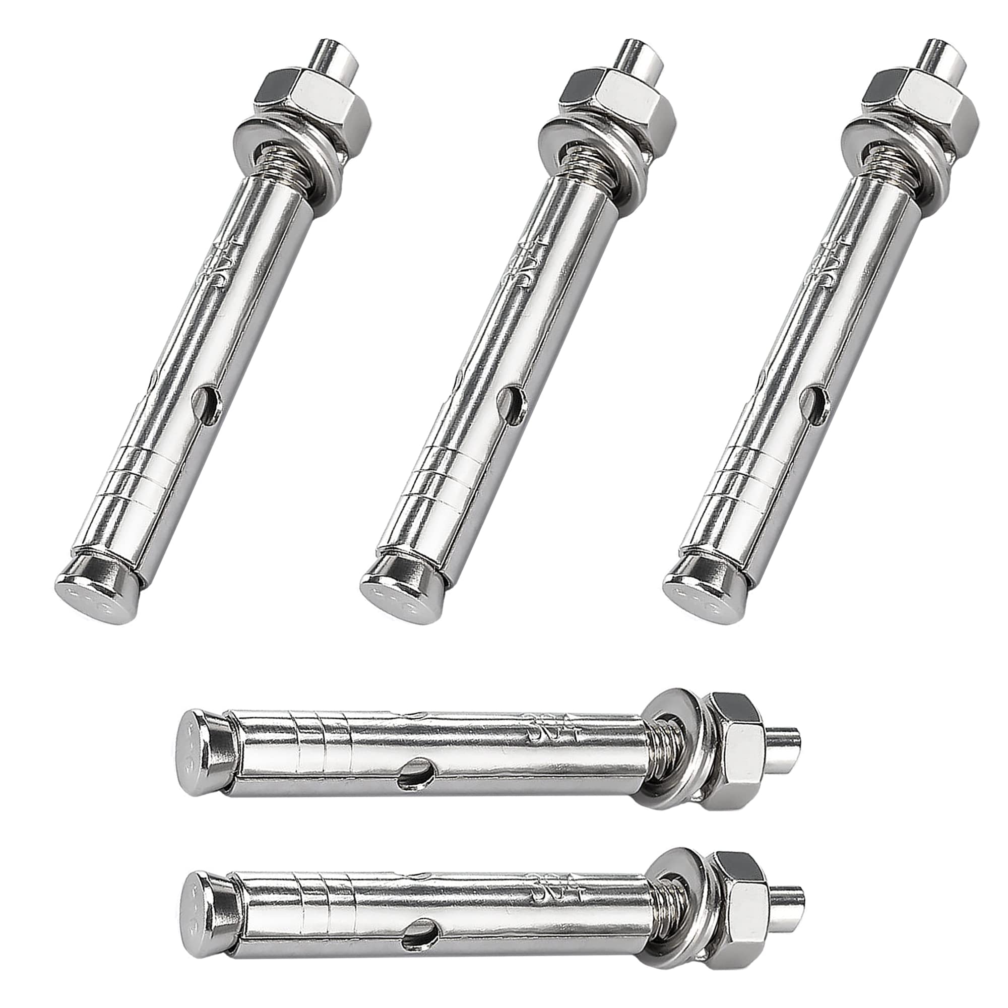 5 Pcs M10x100mm Expansion Screw Bolts Hex Nut Expansion Sleeve Anchor Bolt Heavy Duty Fixing Anchors Stainless Steel Anchor Expansion Bolt Screws Nuts