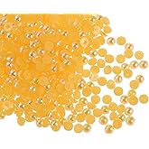 HARFINGTON 300pcs Flatback Pearls 4mm ABS Plastic Half Round Dome Imitation Pearls Craft Beads for DIY Craft Shoes Decorations Clothes Wedding Christmas Photo Frames, Gold Yellow