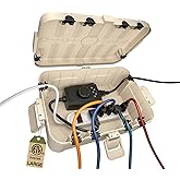 Flemoon Outdoor Electrical Box Waterproof, IP54 Waterproof Extension Cord Cover, Protect Outlet, Plug, Socket, Timer, Power Strip, Holiday Light, Large Weatherproof Connection Box, Almond