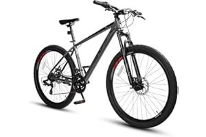 SmiloSprk Mountain Bike for Men/Women, 26/27.5 Inch, 21-Speed Twist Shifting, Disc Brakes, Adult MTB Bicycle with Suspension Fork, Easy Assembly, Ideal for Adventurers