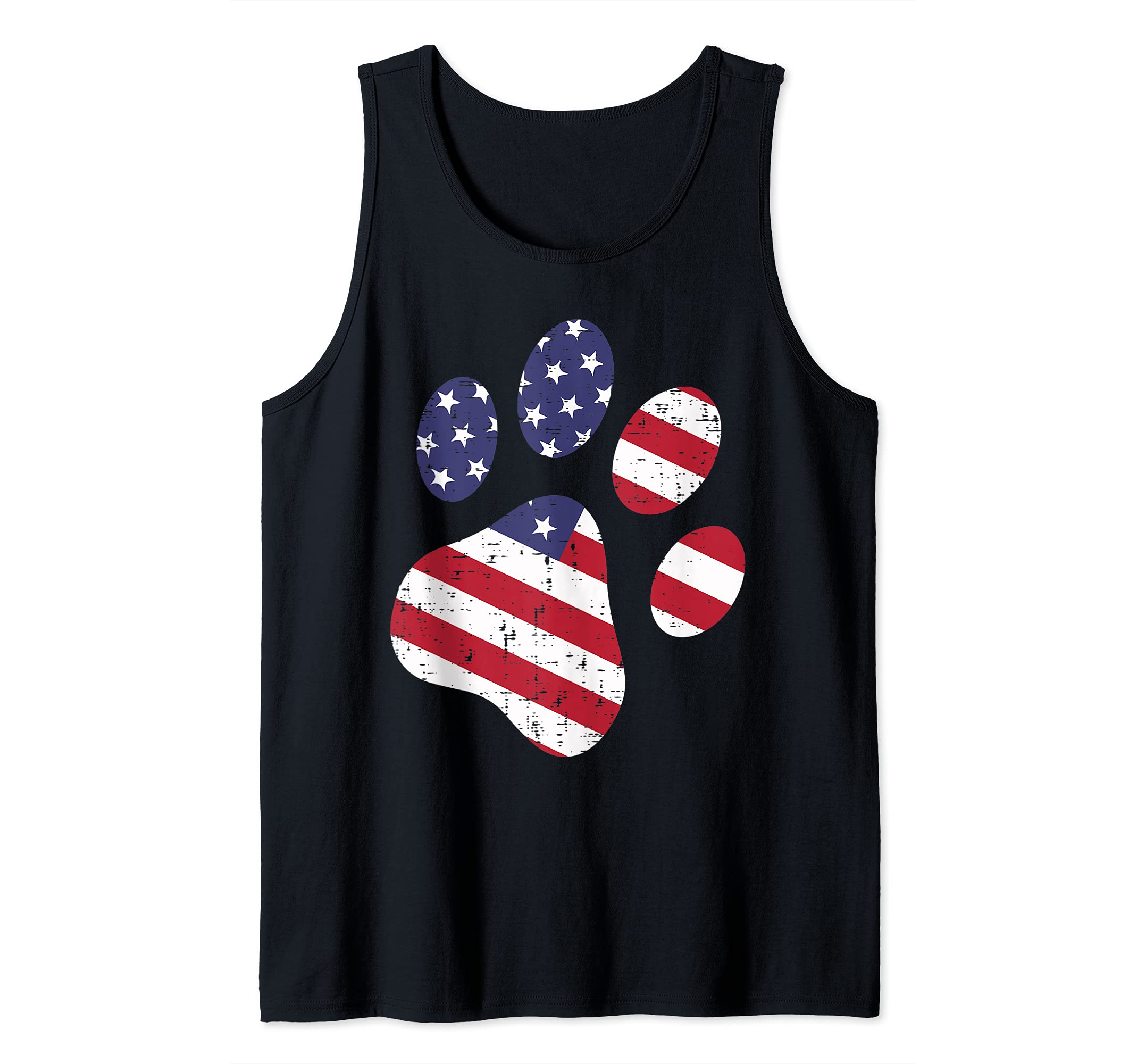 Dog Paw Print American Flag USA Cute 4th Of July Fourth Dogs Tank Top