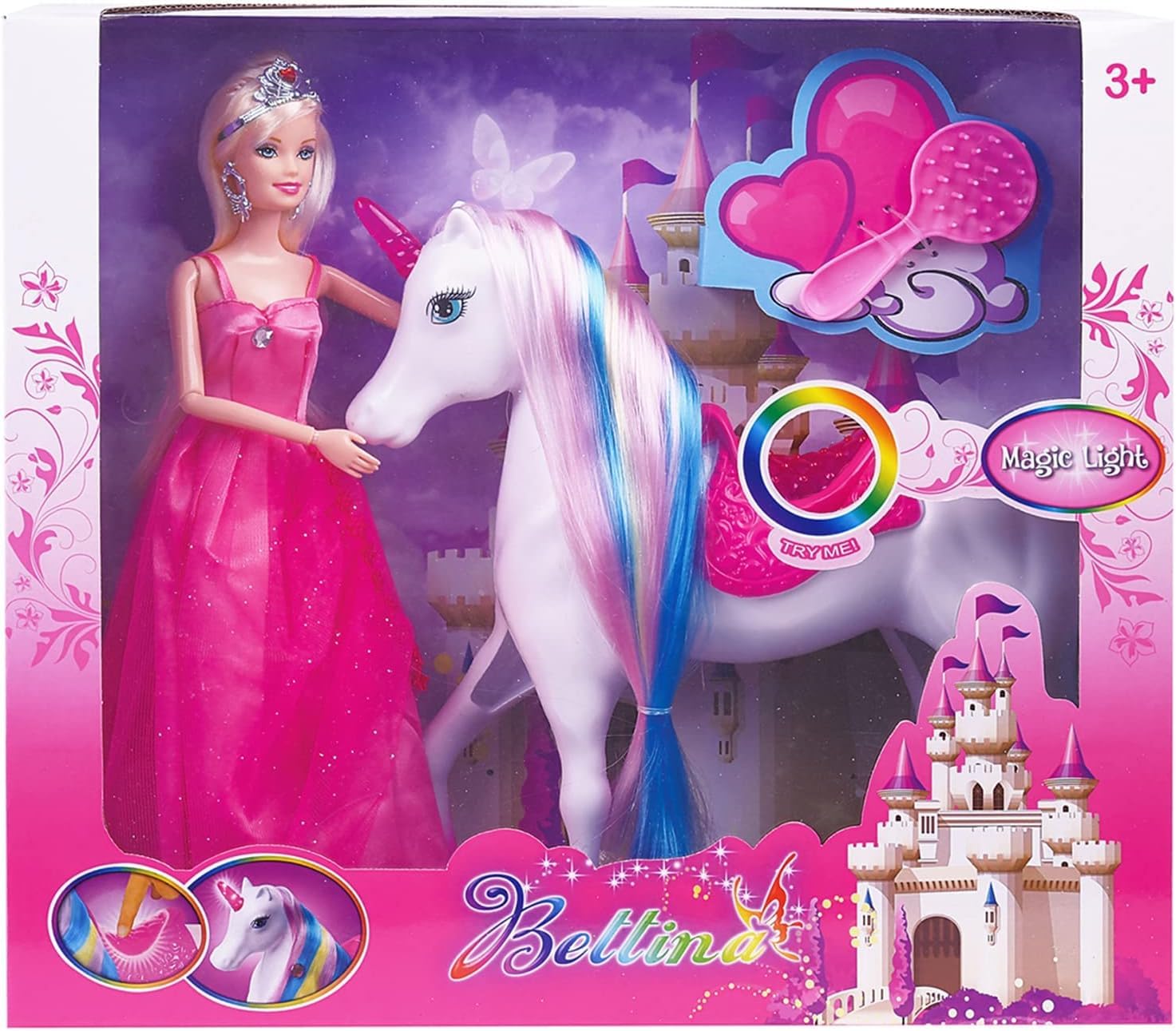 Magic Light Up Unicorn Princess Doll Set, Princess Unicorn Toy, Gifts for 3 4 5 6 Year Old Girls Boys Christmas Birthday Gift — image 1