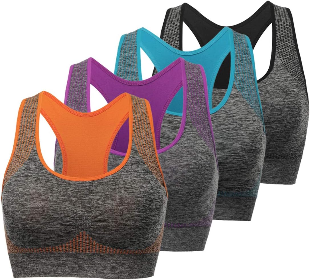 Sports Bras for Women, Medium Support Yoga Gym Activewear Bras with Pocket
