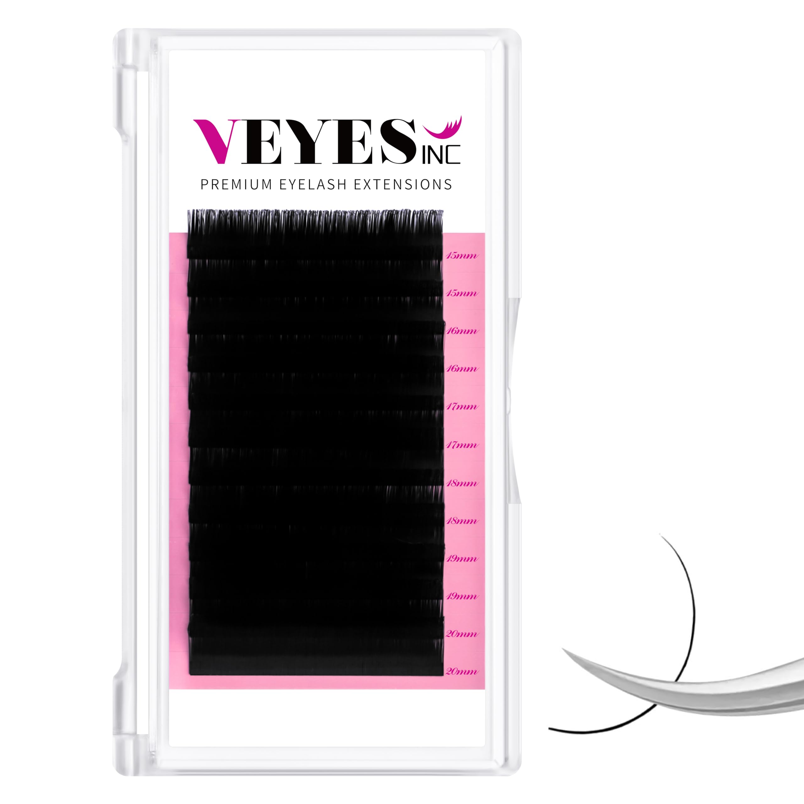 VEYES INC Classic Individual Lash Extensions 0.03-0.20 C/CC/D Curl 8-20mm Mixed & Single Length Trays, Matte Black, Professional Supplies for Lash Techs (0.03 D 15-20mm) — image 1