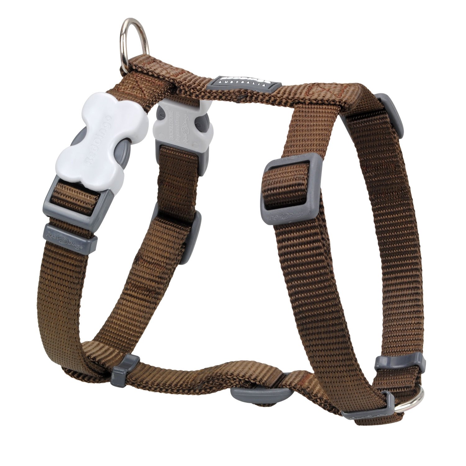 Red Dingo Classic Dog Harness Plain, Brown, Medium 20mm