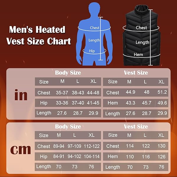 HEATED VEST, 26 HEATING ZONES, MEN’S HEATED VEST WITH 20000MAH 7.4V BATTERY PACK, WASHABLE,RECHARGEABLE
