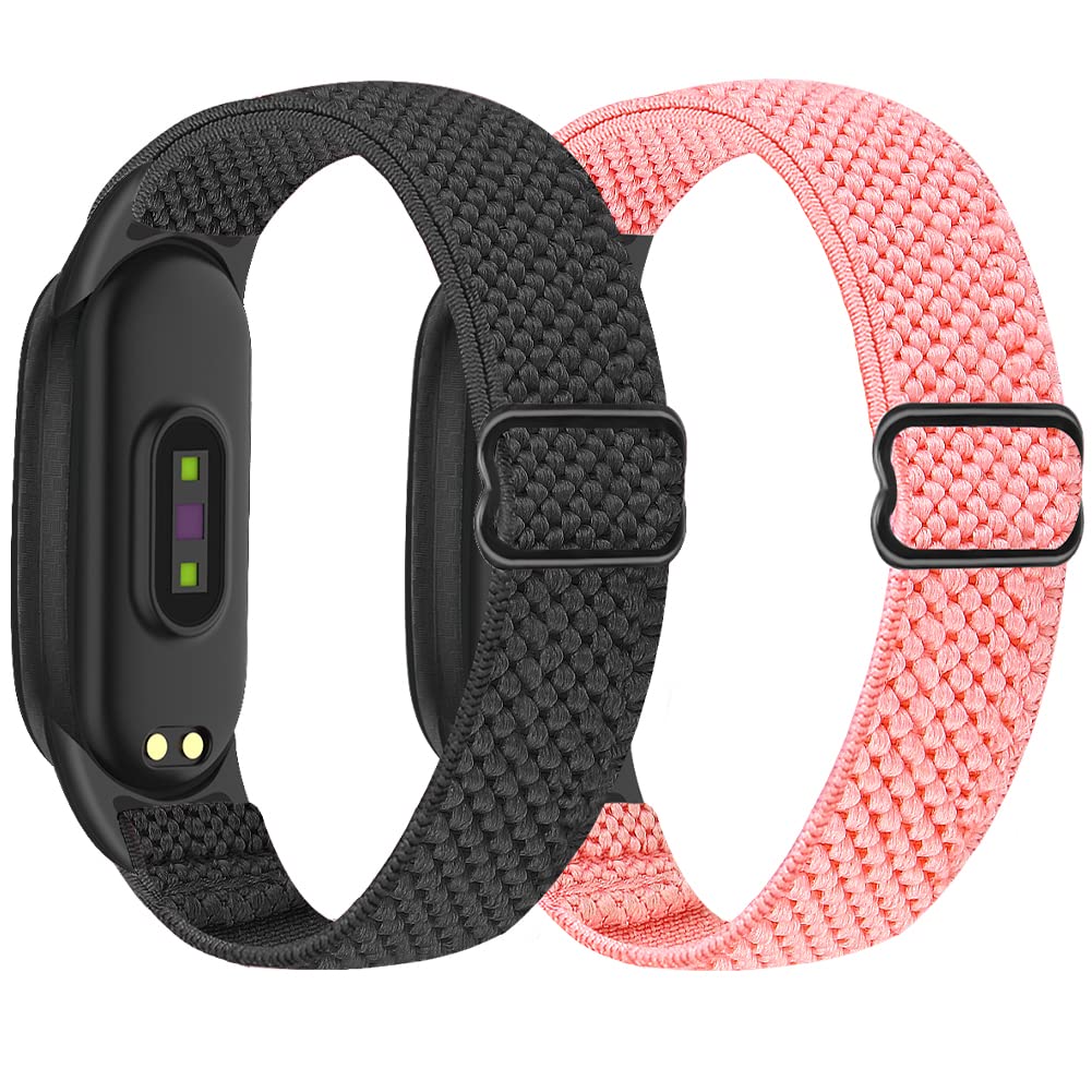 SHIJZWD Adjustable Elastic Watch Straps Compatible with Xiaomi Mi Band 7/Mi Band 6/Mi Band 5 Strap, Stretchy Nylon Sports Band Replacement Wristband for Xiaomi Mi Band 7/6/5 Men Women, 2 Pack — image 1