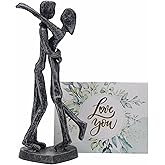 6th Anniversary Iron Sculpture Gift – Romantic Couple Statue for Her, Handcrafted Black Metal Decor – Wedding, Valentine’s, Birthday Keepsake – Includes Card