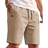 COOFANDY Men's Casual Shorts Cotton Drawstring Elastic Waist Lightweight Summer Beach Shorts with Pockets