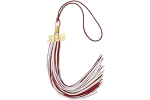 LXZYU 2026 Tassel Graduation, Tassels for Graduation Cap 2026, Maroon White Tassel Cap Decorations with Gold Charms Memorial Cords Graduate Hat Ceremonies Accessories for Class of School Grad Souvenir Gifts