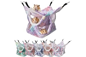Covzoe 6 Pieces Rat Hammocks for Cage, 3 Layer Guinea Pig Hideout Bed, Ferret Hammocks Soft Hamster, Playing Sleeping Accesso