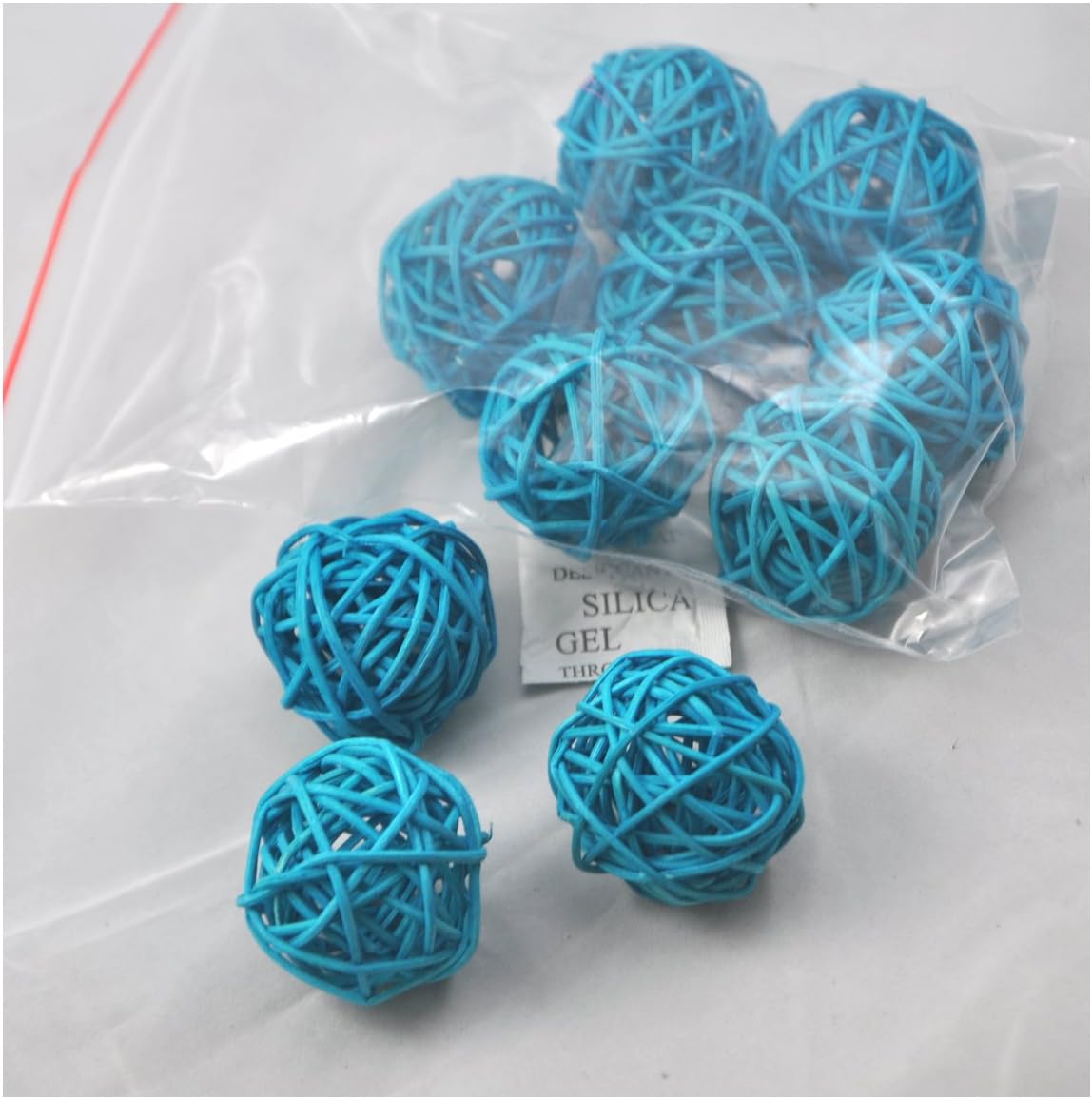 Set of 10pcs Wicker Rattan Balls Table Wedding Party Christmas Decoration (Diameter 4cm, Sky Blue) - Image 3