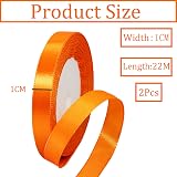 HONGCI 2 Rolls 10mm Orange Satin Ribbon 22m Gift Wedding Craft Hair Bow view 2