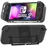 [Easy Docking Version] GLDRAM Case for Nintendo Switch 2 (2025), Dockable Hard Shell PC Protective Cover Skin for Switch 2 Console & Detachable Joycon Grip - Clear Black