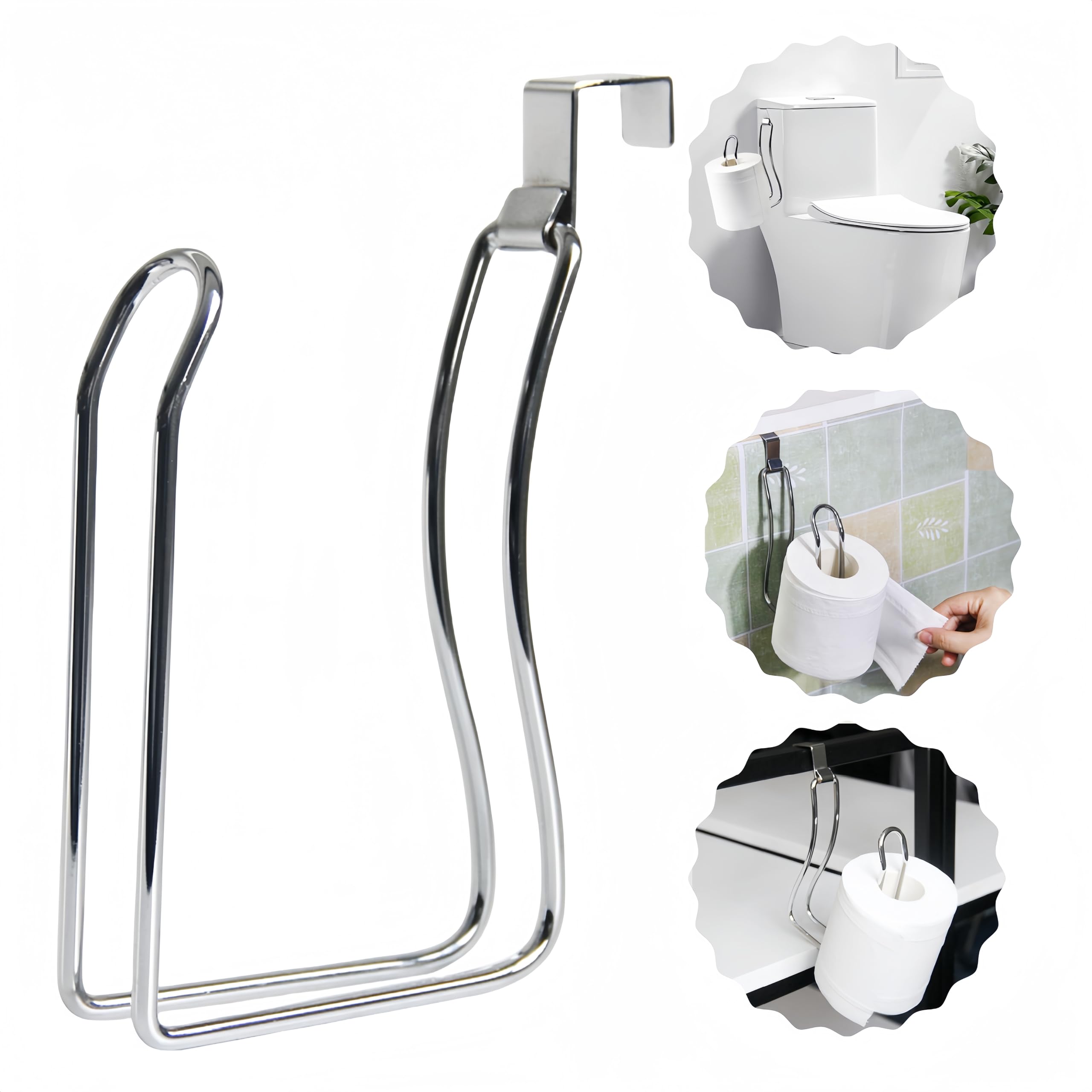 Toilet Paper Holder,Over The Tank Toilet Roll Holder for Bathroom and Washroom,Stainless Steel Brushed Nickel(Chrome)