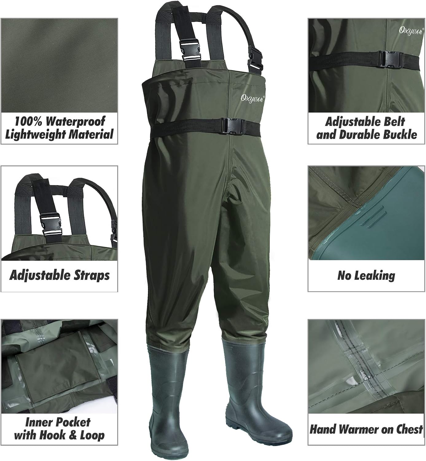 OXYVAN Waders Waterproof Lightweight Fishing Waders with Boots Bootfoot Hunting Chest Waders for Men Women : Sports & Outdoors