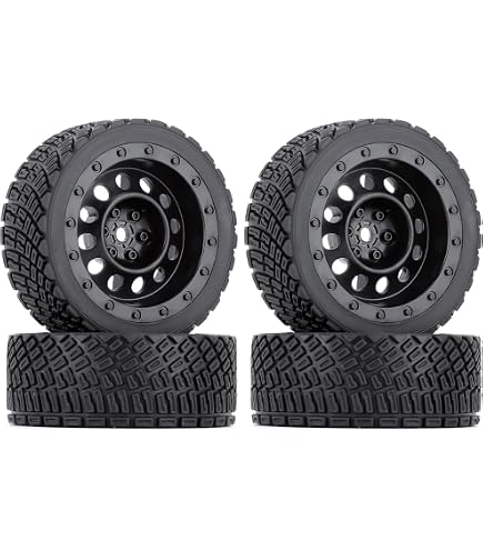 thumbnail image 2 of 4-Pack 1:10 RC Car Tires With 12mm Hex Wheels - Compatible With TT01 TT02 XV01 Models 2 of 13