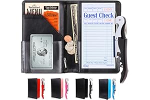 BUDGETIZER Black Server Books for Waitress Organizer - with Wine Opener, Server Book That Fits in Apron and Holds Receipts, Pocket Money and Guest Check, Waiter Book
