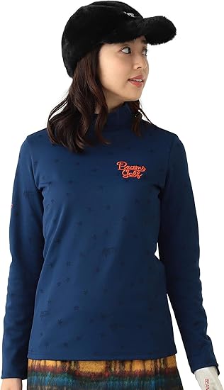Amazon ビームスゴルフ カットソー タートル ハイネック Orange Label 星柄 モックタートルネック レディース ネイビー S ゴルフシャツ 通販