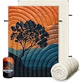 hotkoko Outdoor Camping Blanket,Warm Thick Camp Blankets with Sherpa Lining Soft Fleece Camping Blanket Puffy Camping Quilt for Cold Weather Traveling, Stadium, Hiking, Picnics