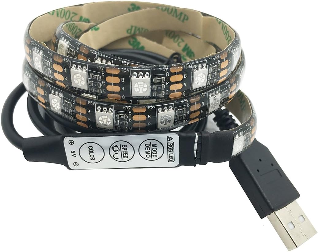 USB LED Strip for TV, SurLight 1M/39inch 60LEDs RGB SMD5050 Color Changing Bias Lighting for HDTV Desktop Monitor PC Background, Waterproof LED Light Strip Neon Accent Lighting for Flat Screen TV LCD