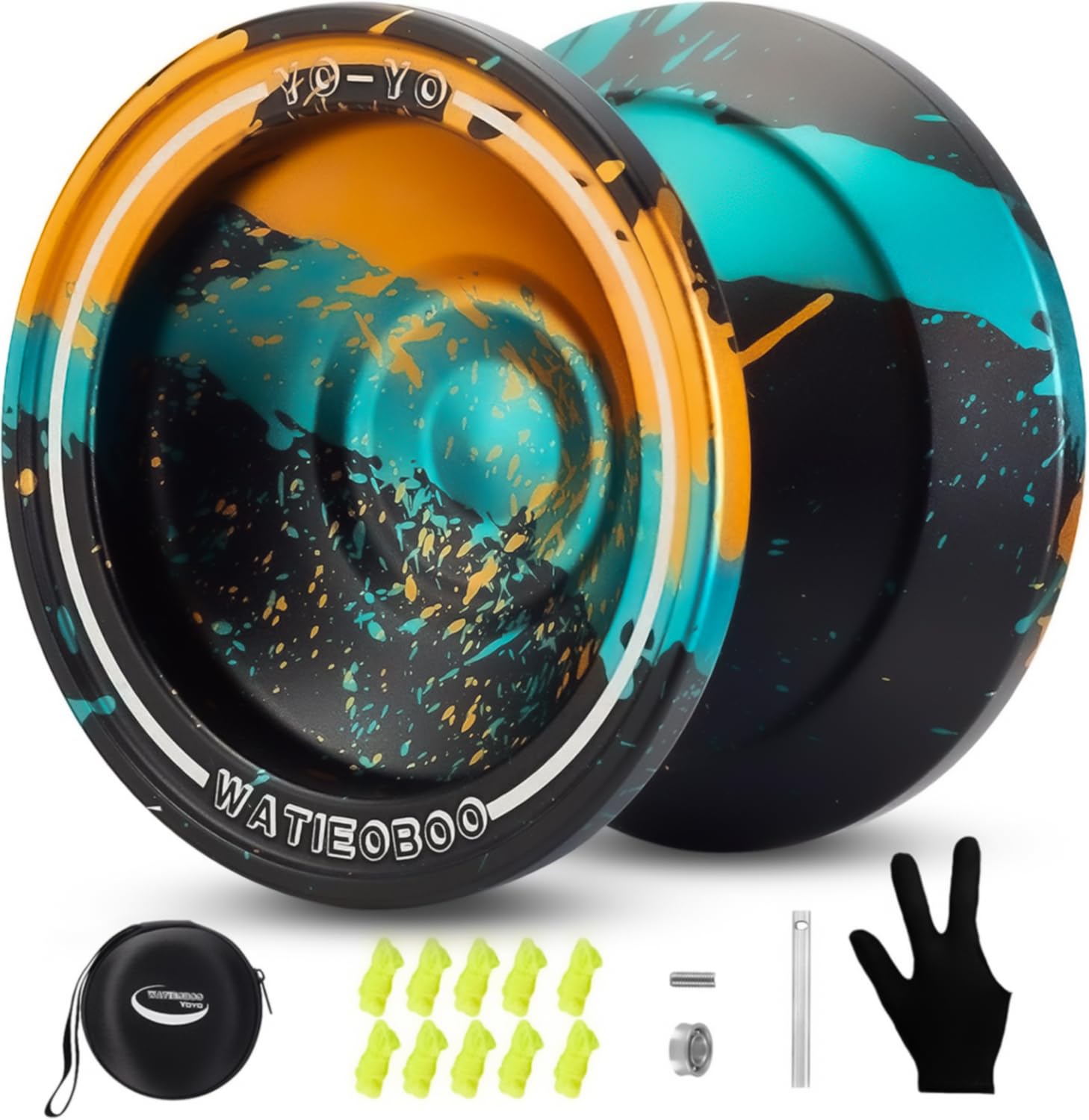 WATIEOBOO yoyo Responsive & Professional Unresponsive Yoyos - Beginners & Adults Pro Metal Trick Yo-yo with Yo Yo Bearing Kit, 10 Strings, Case & Gloves