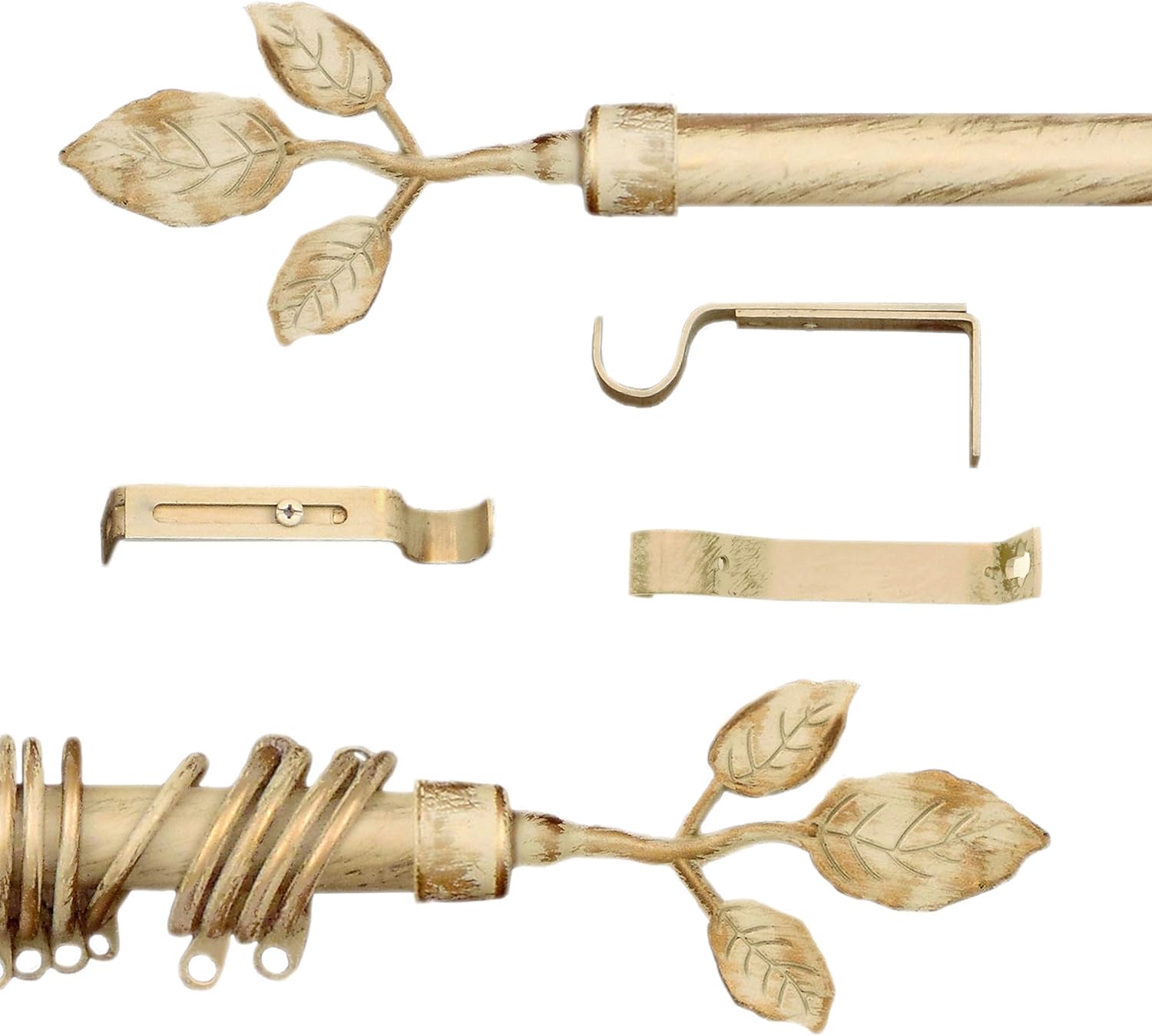 AT17 Shabby Chic Farmhouse Extendable Curtain Rod Curtain Pole Rail