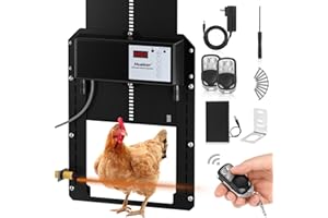 HUABOR Automatic Chicken Coop Door, Automatic Chicken Door with Timer & Light Sensor 4 modes, Aluminum Chicken Coop Door Opener, Weather Resistent Chicken Coop Door, DC Powered