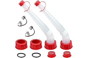 CM Concepts® Gas/Water Can Long Angled Spill-Free Spout Nozzle & Vent Replacement Kit w/Filter Screen Old Style (2) (With Chrome Vents)