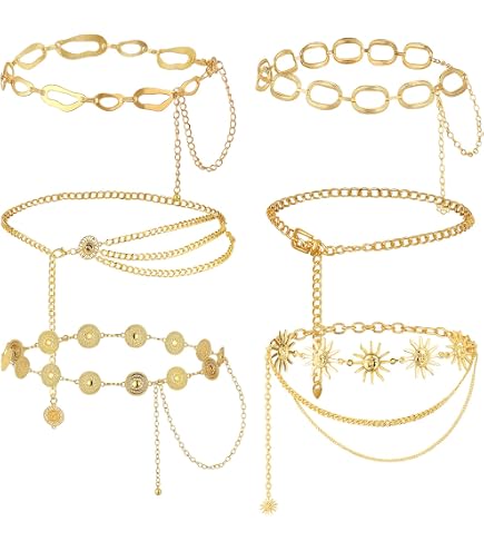 Amazon.com: Waist Chain Belt Multilayer Gold Silver Sun Moon  display picture 1