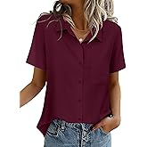 Zeagoo Women Blouses Short Sleeve Button Down Shirts Business Casual Dressy Work Tops Summer Spring Clothes