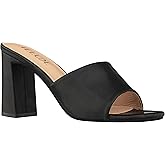 ILLUDE Women’s Block Heel Single Strap Square Toe Heeled Sandal Slip On Mule - Demi