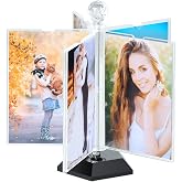 ZEEYUAN Rotating Acrylic Photo Frame DIY Multiple Picture Frame 5 Double Sides/Insert 10 Pcs of 4x6 Inch Photos,360&deg; Rotation Windmill Picture Frame Desktop Photo Display