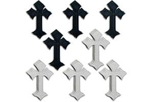 CAZZON Cross Patches Iron On Cross Embroidery Applique Patch, DIY Decor Patches for Clothing Jeans Jackets Backpacks Hats Shirts (24 Pieces Black White)