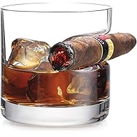 Godinger Cigar Whiskey Glass - Old Fashioned Whiskey Glasses With Indented Cigar Rest, Gifts for Men