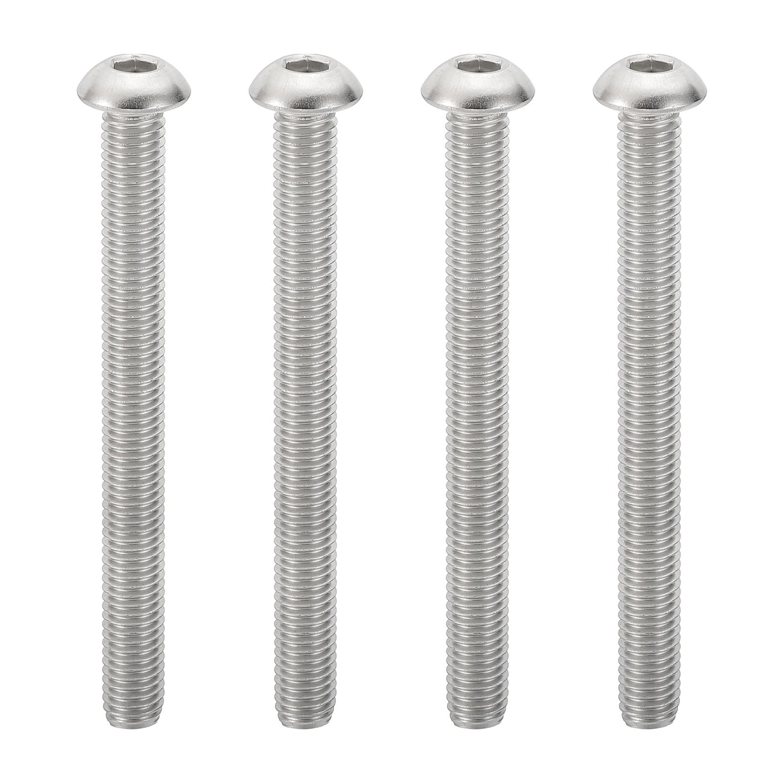 PATIKIL M8-1.25x80mm Button Head Socket Cap Screws, 4 Pcs 304 Stainless Steel 18-8 Hex Socket Cap Screw Bolts Allen Hex Drive Full Machine Thread