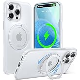 TORRAS Ostand Fitness 360 Rotating Magnetic Stand for iPhone 15 Pro Max Case, [Compatible with MagSafe] [Military-Grade Protection][Enhanced Grip] Slim Case for iPhone 15 Pro Max, Glacier White 6.7"