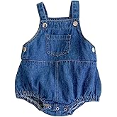 HOOLCHEAN Baby Boy or Girl Denim Bodysuit with Straps Infant Cotton Jeans Romper
