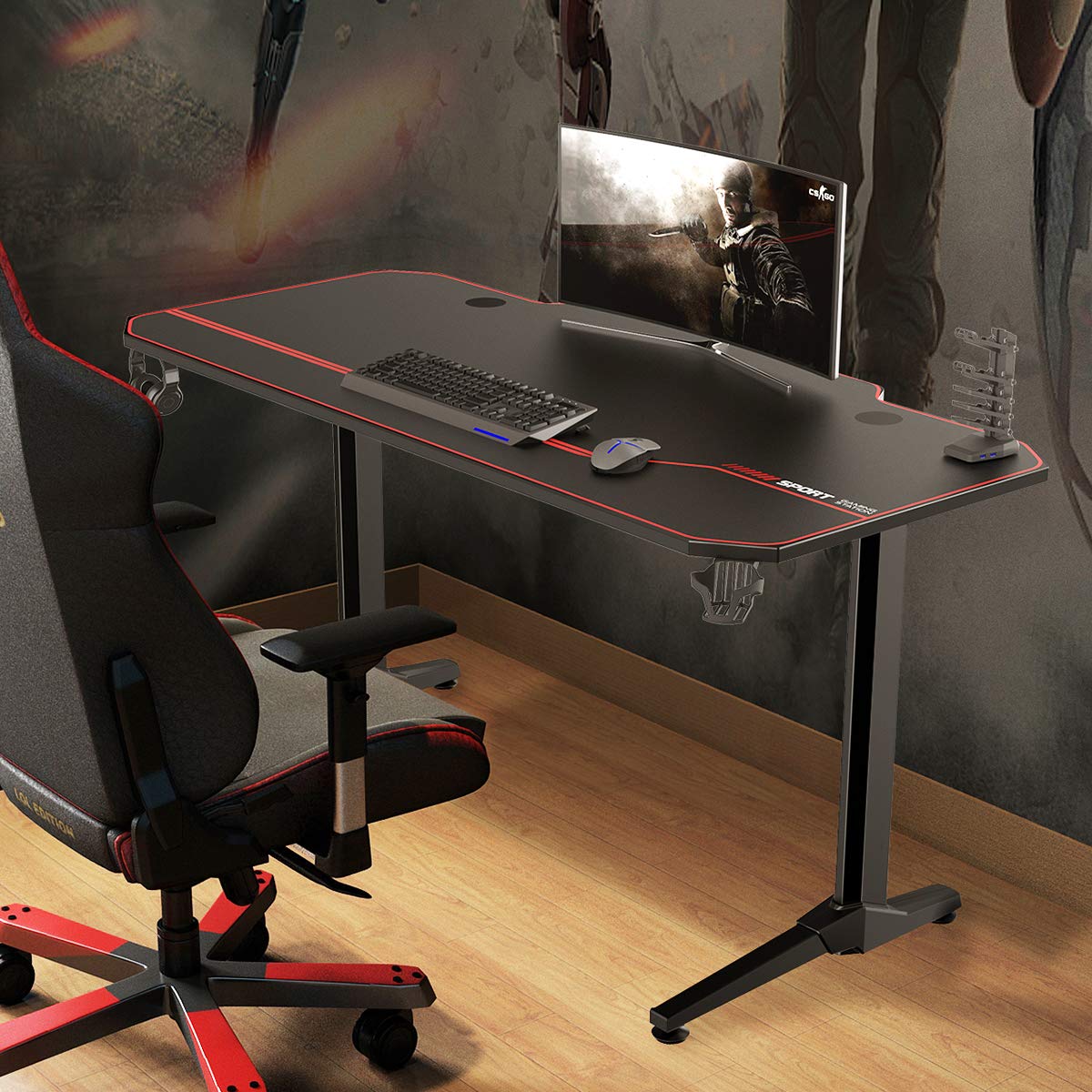 Soges 55 inches Gaming Desk Computer Desk Computer Gamer Desk Pro Table