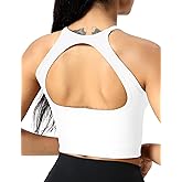 YEOREO Sports Bras for Women Ribbed Backless Halter Workout Tank Tops Sleeveless Padded Janelle Yoga Crop Top Camisole