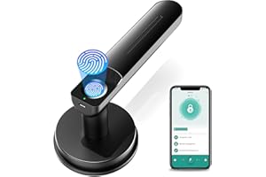 Fingerprint Door Lock, BIWIBON Smart Electronic Door Knob with App Control,100 Fingerprints Biometric Door Keyless Entry Door Lock with Tuya App for Bedroom Office Home Black