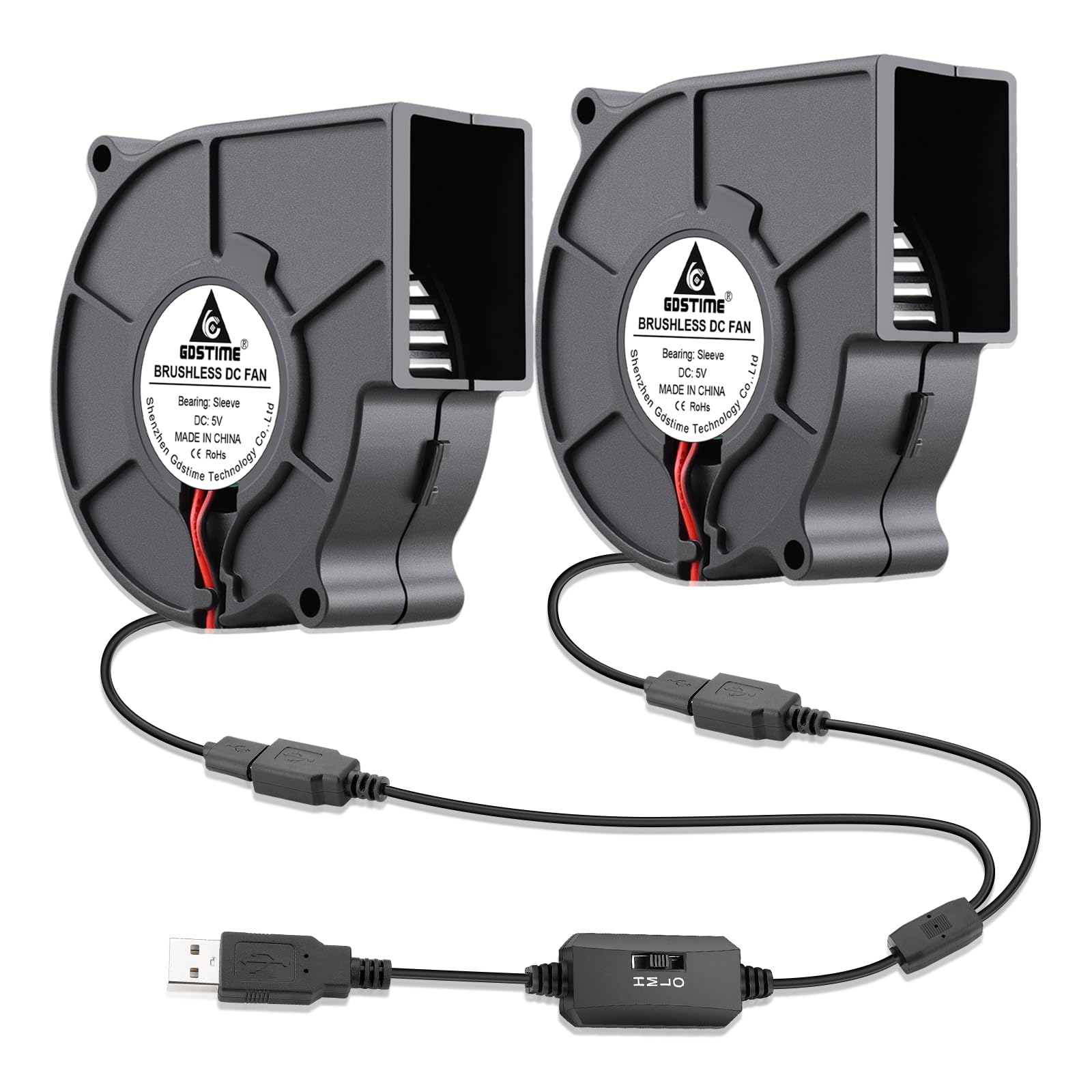 GDSTIME 7530 Blower Fan 75 x 30mm Cooling Blower Fan 75mm Turbo Case USB Radial Cooling Centrifugal Turbine