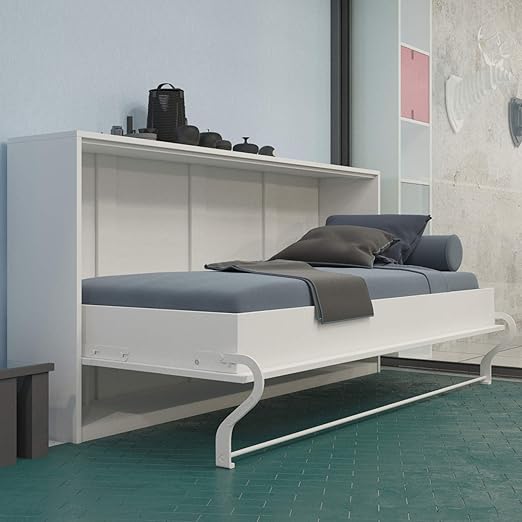 Smartbett Schrankbett 90x200 Cm Horizontal Weiss Schrankklappbett Wandbett Ideal Als Gastebett Wandbett Schrank Mit Integriertem Klappbett Sideboard Amazon De Kuche Haushalt