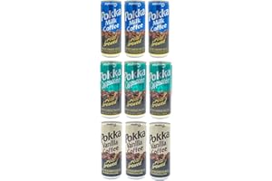 PARSIC POKKA Coffee 9-Pack Set - Milk Coffee, Vanilla Coffee, Cappuccino, 8.1 Fl Oz (240ml) Each (Milk-Vanilla-Cappuccino (3 Each))