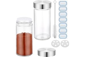 Segarty 3oz Glass Spice Jars with Stainless Steel Lids, 2 Pack 90ml Spices Jar with Labels, Round Seasoning Container for Sal